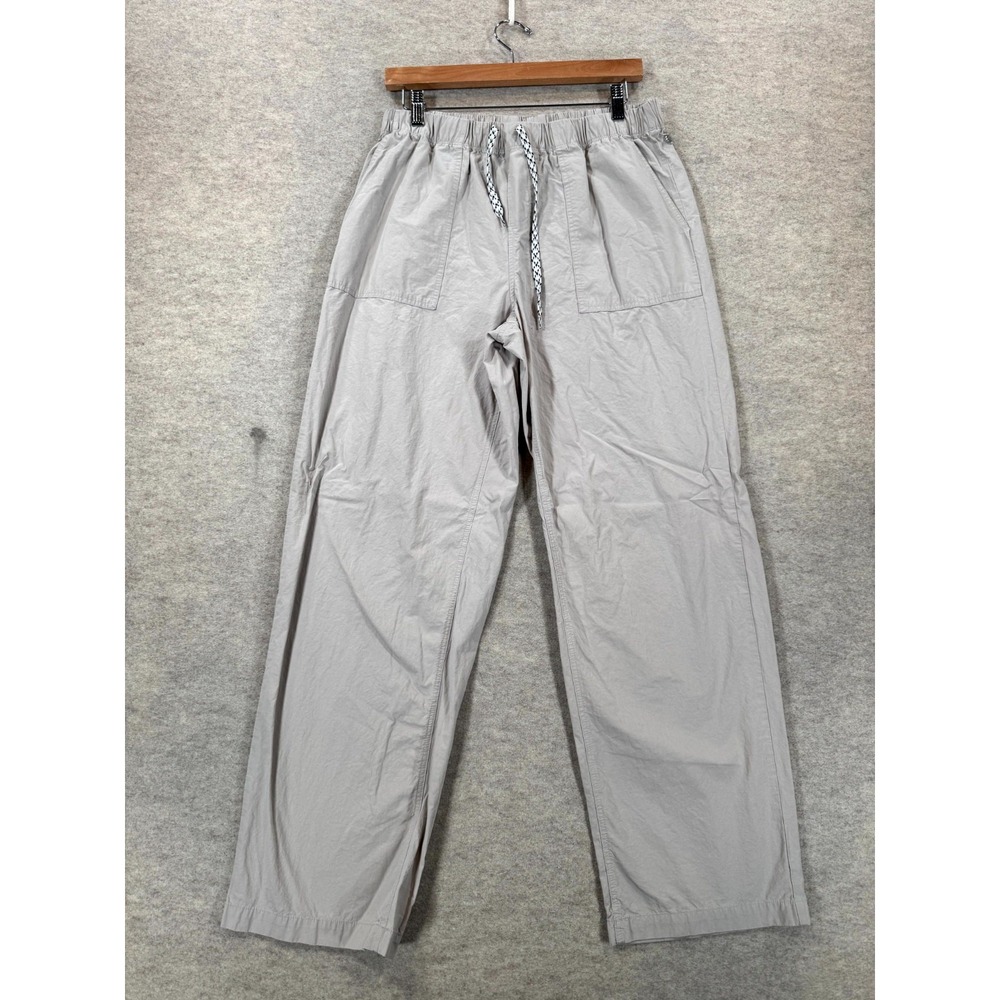 Andrew Marc Relaxed Straight-Leg Pants Womens Medium Gray Drawstring Waist